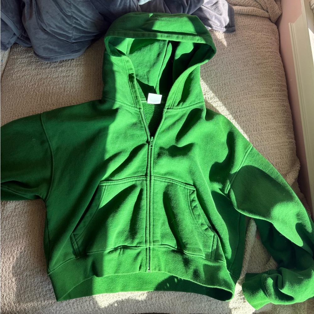TNA Vibrant Green Cropped Zip-up Hoodie